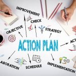 Action Plan Concept. The meeting at the white office table.